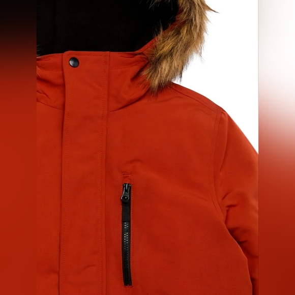NWT Swiss Tech Boys Ski Parka Jacket with Hood Orange Brick - Picture 3 of 3